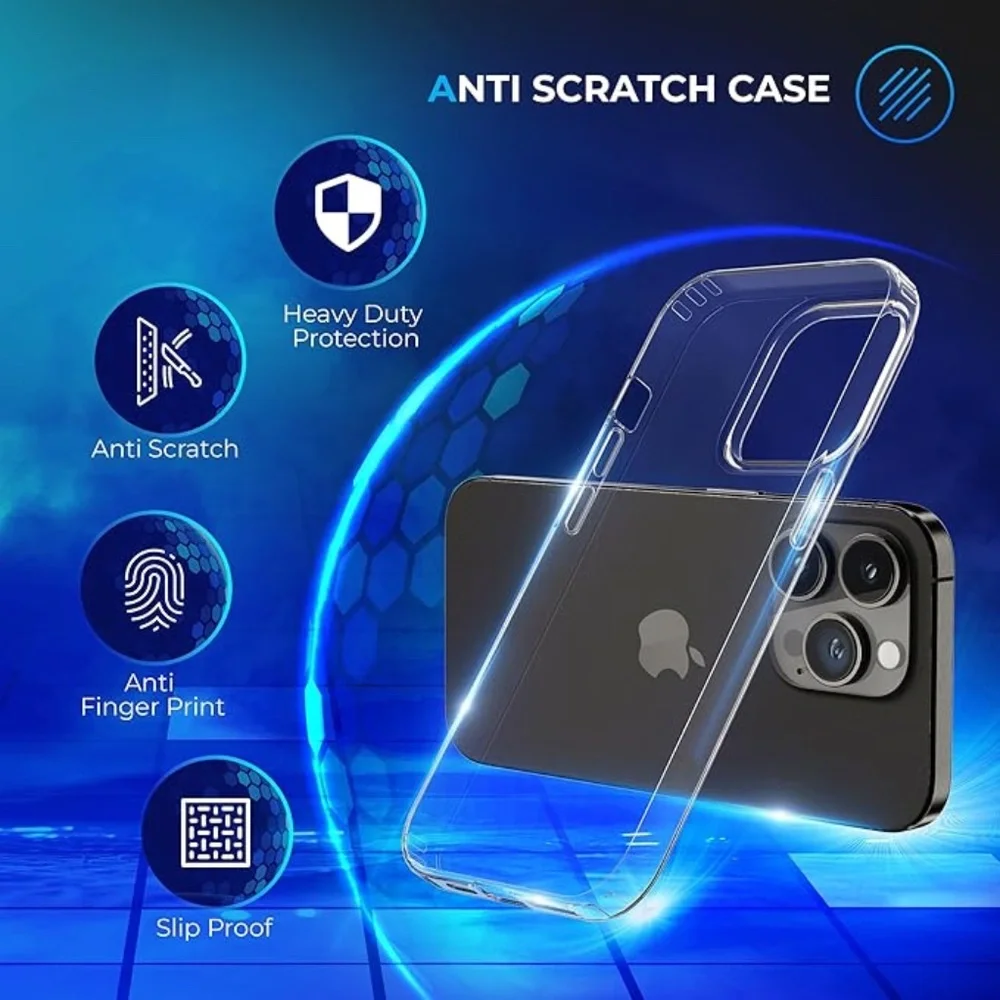 New iPhone 15 Pro Max Case Clear Non-Yellowing Drop Protection Non-Slip Case